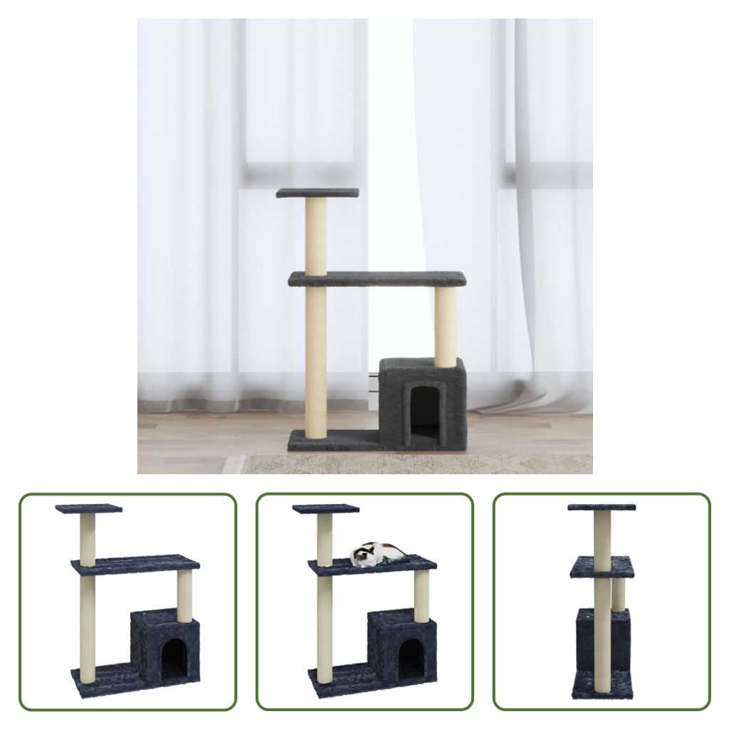 The Living Store Kratzbaum mit Sisal-Kratzsäulen Dunkelgrau 70 cm