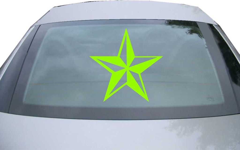 Indigos UG - Aufkleber Heckscheibe & Motorklappe DE2068 - neongrün - 600x600 mm - Nautischer Stern - Auto Scheiben Fenster Heckklappe Tuning Racin...