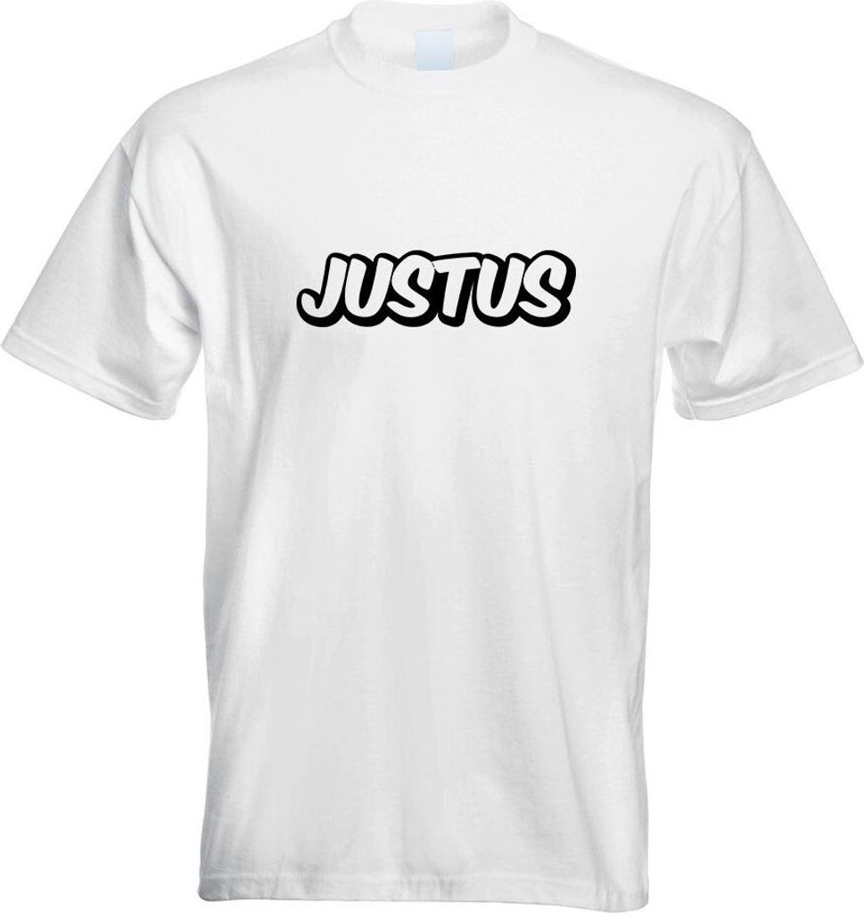 Kiwistar - T-Shirt - weiss - Justus Vorname Jungen Motiv Bedruckt Funshirt Design Print - mit Motiv bedruckt - Funshirt Design - Sport - Freizeit -...