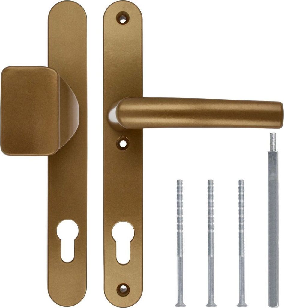 Türgriff / Türdrücker / Türklinke / Drückergarnitur DHS 92mm (Schildbreite 32mm) - Gold F4 - mit Knauf