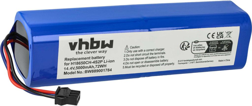 vhbw Akku Ersatz für Xiaomi SUN-INTE-279, 4INR19/66-2, SUN-INTE-181 für Saugroboter (5000 mAh, 14,4 V, Li-Ion)