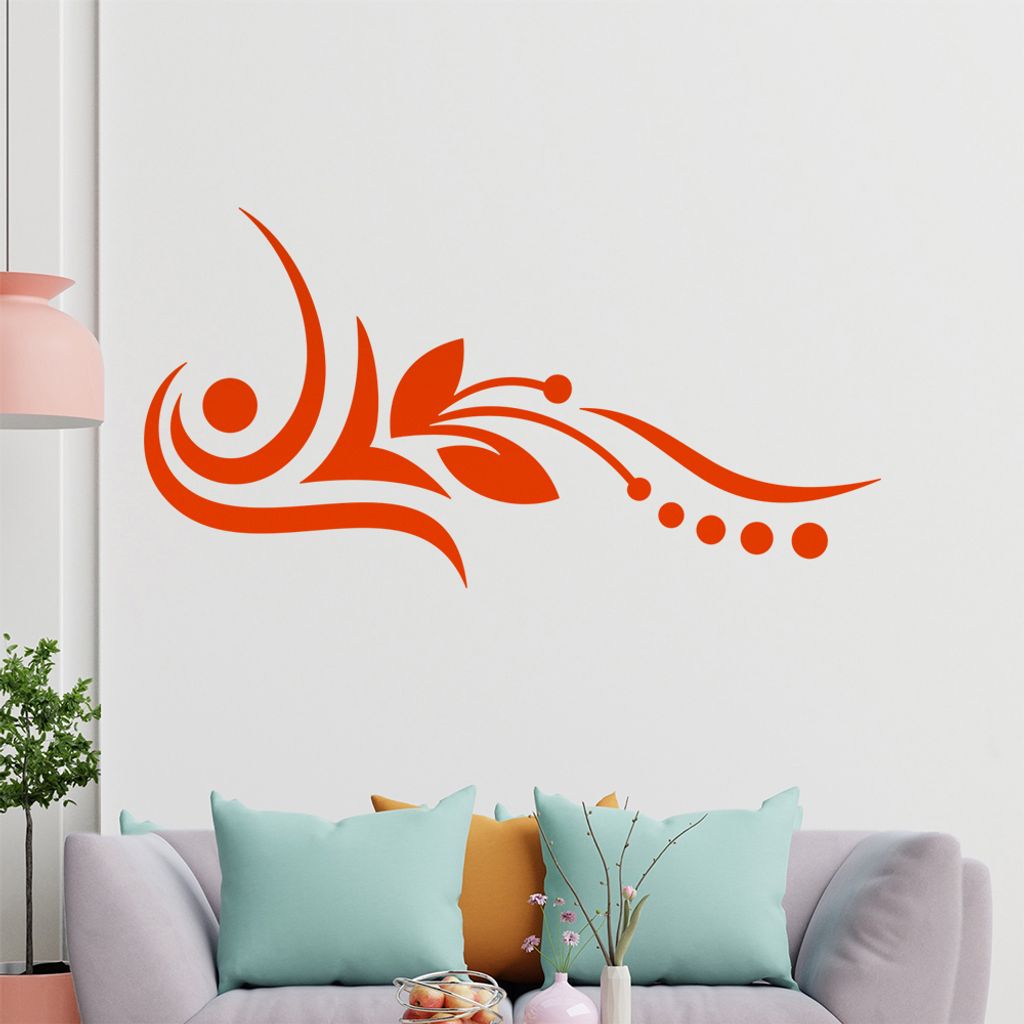Blume - Linien Punkte Wandtattoo in 6 Größen - Wandaufkleber Wall Sticker - Dekoration, Küche, Wohnzimmer, Schlafzimmer, Badezimmer