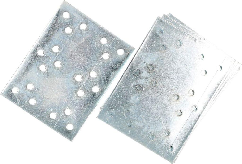 KOTARBAU 25er Set Lochplatten 100 x 76 mm Verzinkt Silber Flachverbinder Holzverbinder Innen – Außenbereich Lochplatte Stahlverbinder Lochblec...
