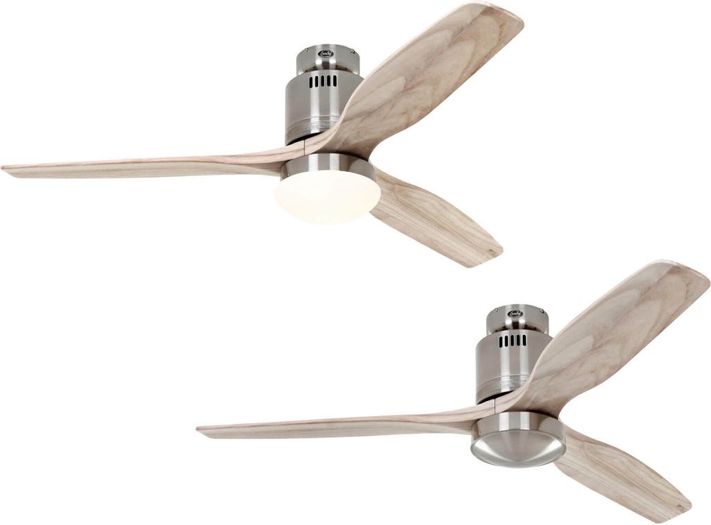 Energiespar Deckenventilator Aerodynamix Eco 132 cm Chrom gebürstet / Holz Natur