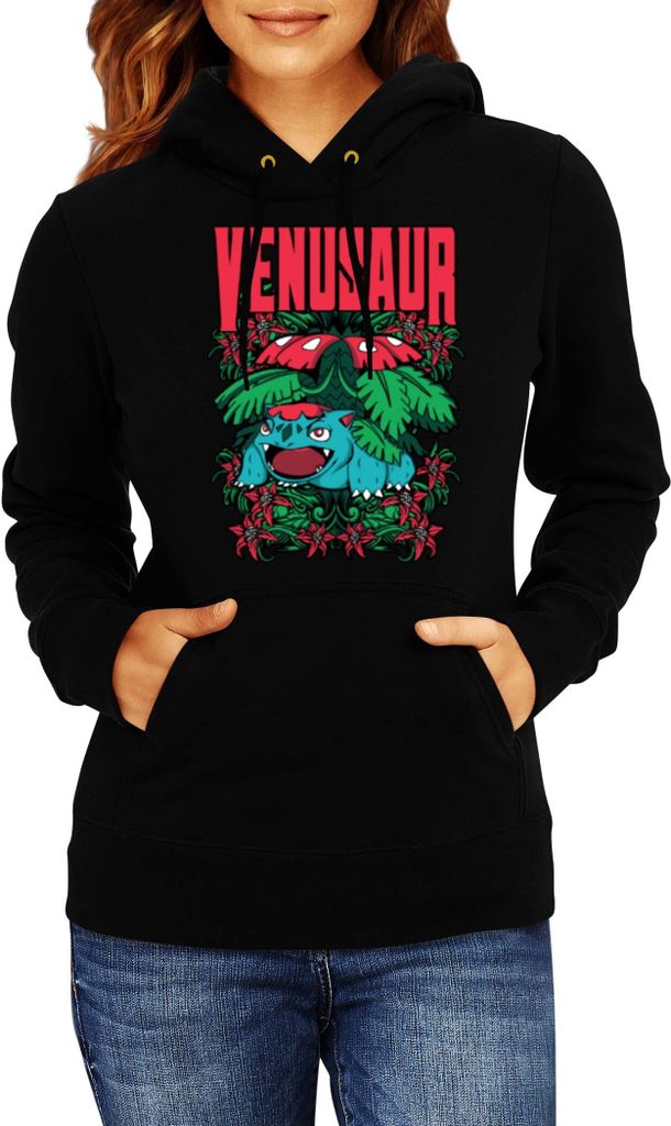 Damen Kapuzenpullover Japan Anime Manga Pokemon Venusaur, Lady L / Schwarz