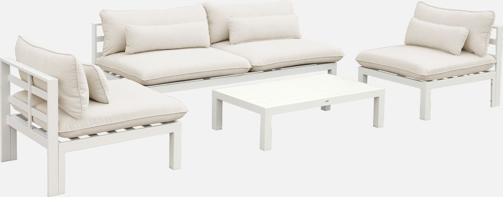 sweeek - Gartenlounge-Set XXL Aluminium 5-Sitzer - Beige