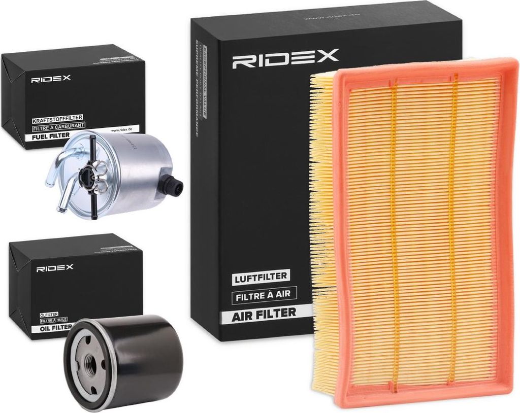 RIDEX Filterset Inspektionspaket Filtersatz für NISSAN NP300 Navara Pickup (D40) Pathfinder III (R51) NP300 Navara Pritsche / Fahrgestell (D40)