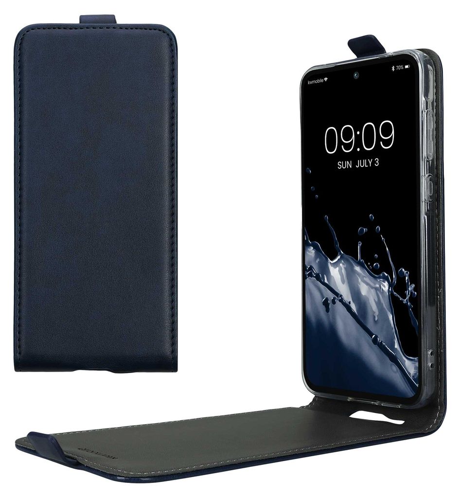 kwmobile Schutzhülle kompatibel mit Samsung Galaxy A55 5G - Hülle Handy - Flip Case Handyhülle Dunkelblau