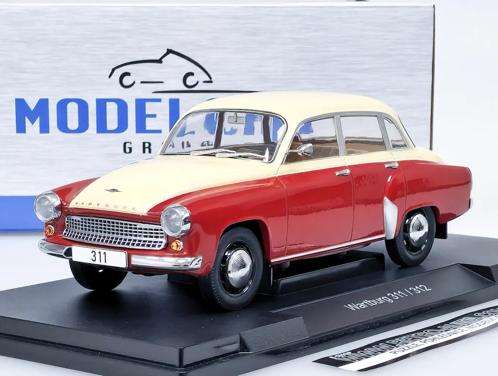 Wartburg 311 de 1959 Rouge et Beige MCG 1:18 - Miniature de Collection