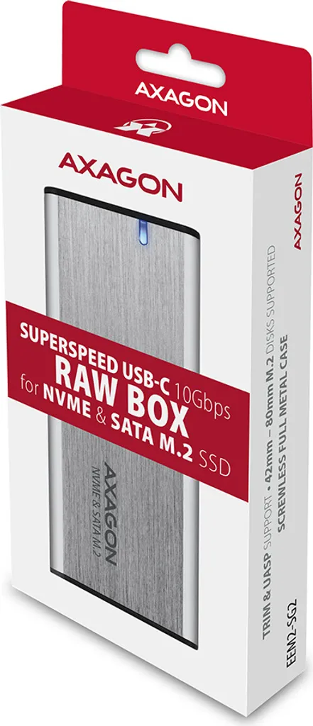 Boîtier Externe SSD M.2 AXAGON EEM2-SG2 Gris Anthracite USB-C 10Gbps - 12