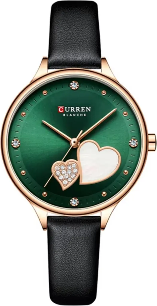 Montre-bracelet Femme Verte Design Cœur - Accessoire de Mode Élégant