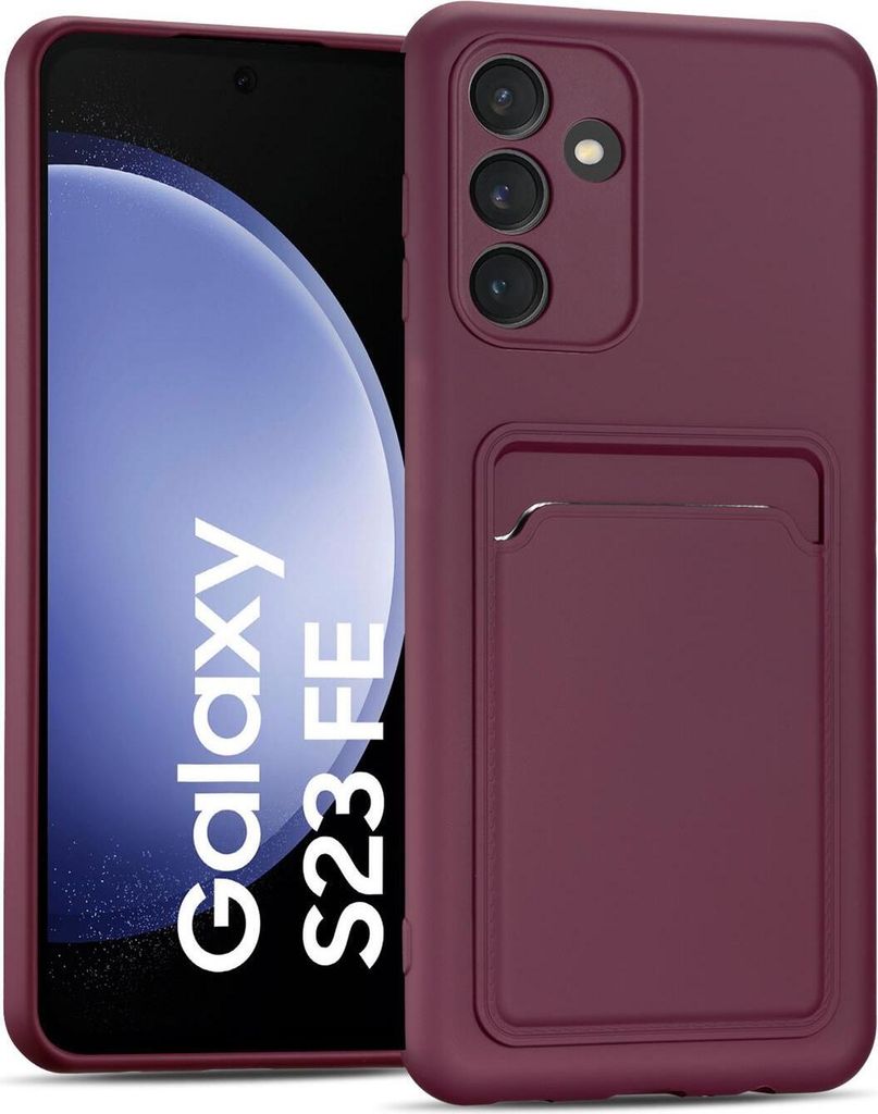 Conie Schutzhülle für Samsung Galaxy S23 FE mit Kartenfach Tasche Case Cover Bumper Silikon Hülle in Lila