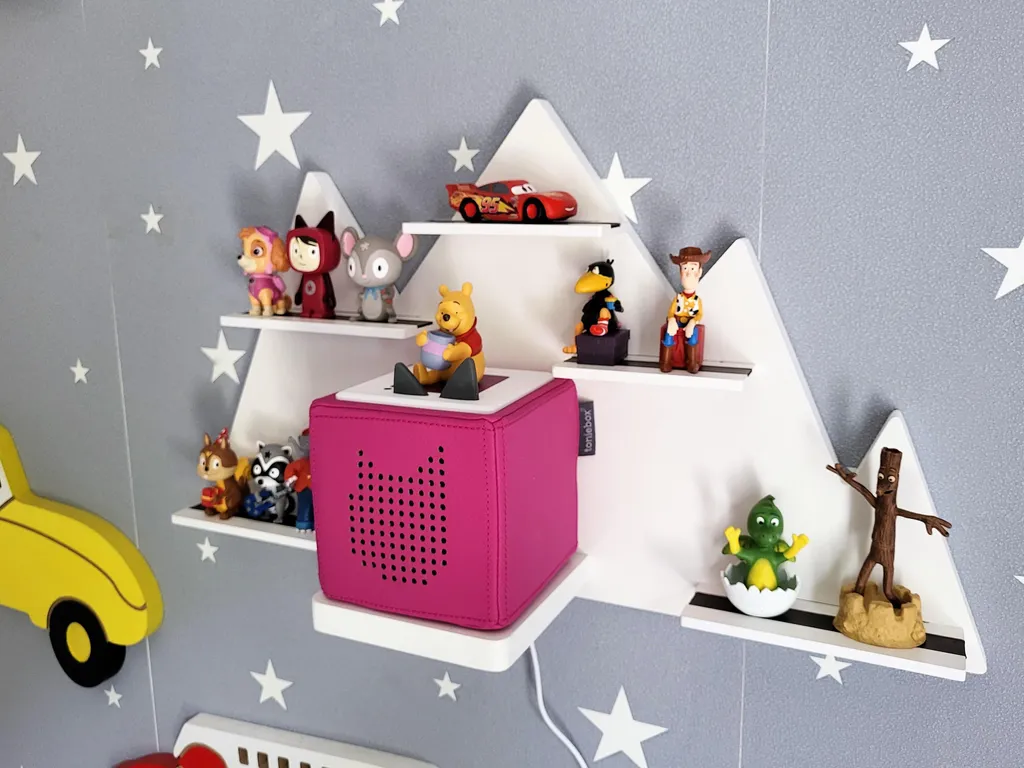Présentoir mural pour figurines Tonies - Rangement bois 50cm blanc