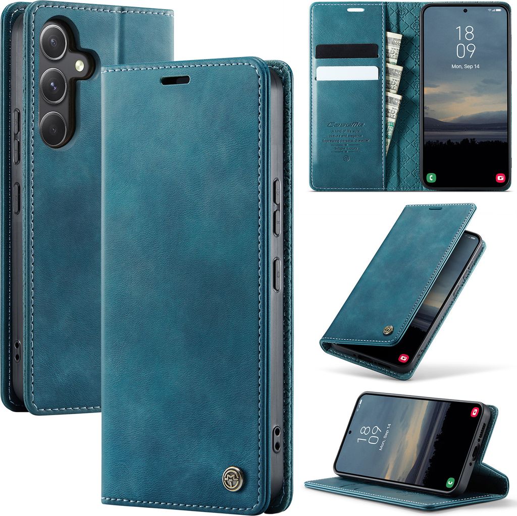 Handyhülle für Samsung Galaxy A54 Hülle Leder mit RFID Schutzhülle Klapphülle Magnet Kartenfach Standfunktion Blau