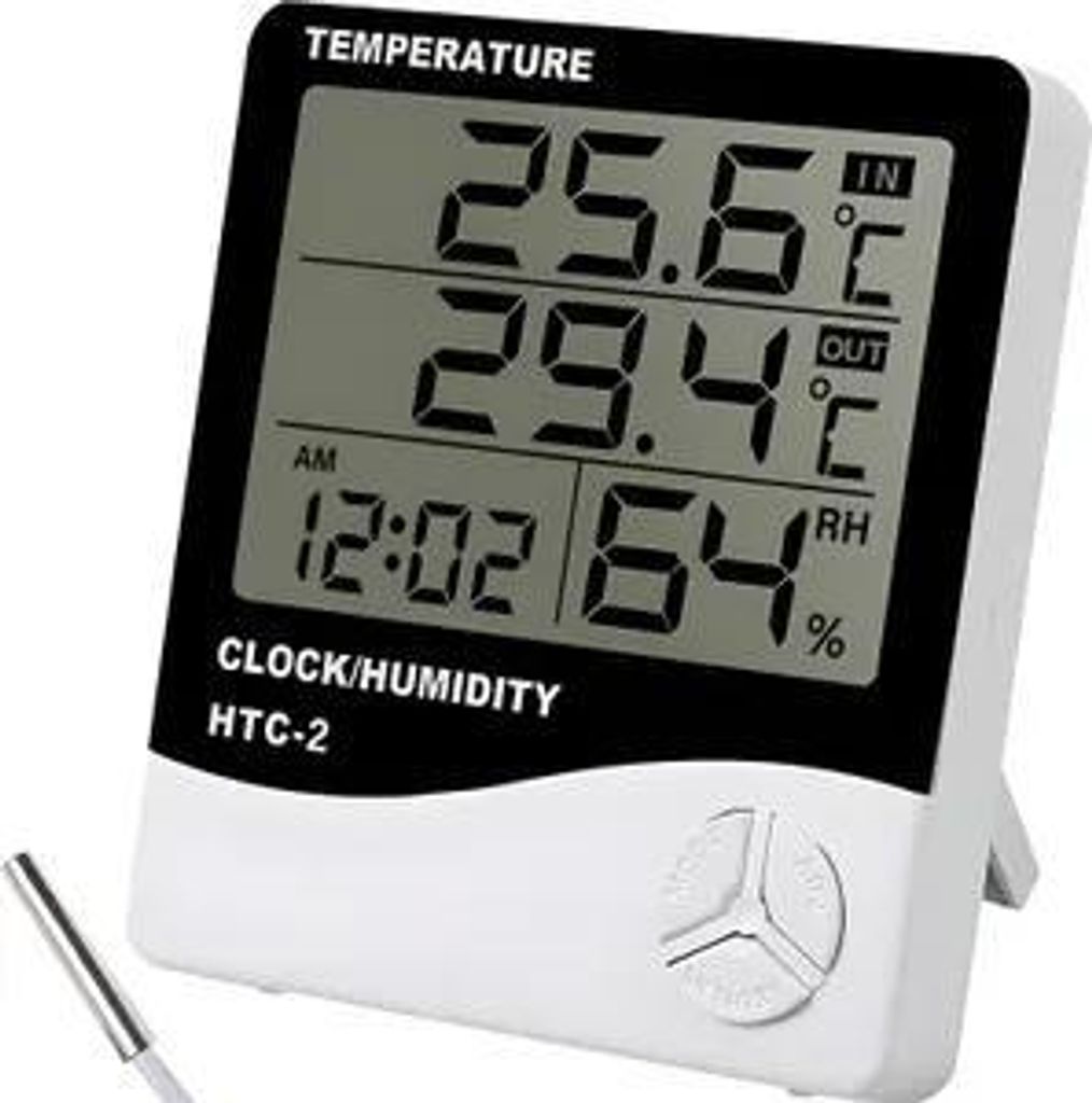 Digital Thermometer Hygrometer mit Sensor Innen Uhr Produktbild 