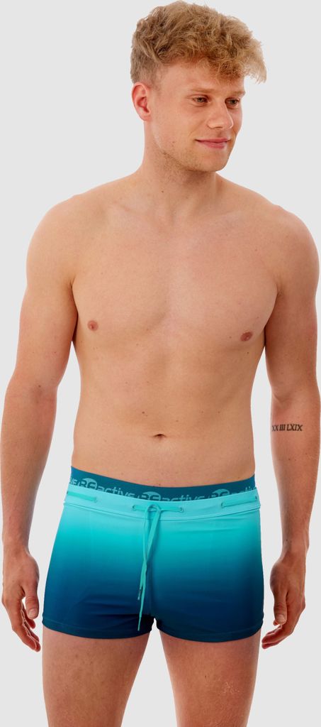 BECO the world of aquasports Square Leg Badeshorts BEactive Swimwear Trunks mit raffiniertem Farbverlauf hellblau-dunkelblau 10