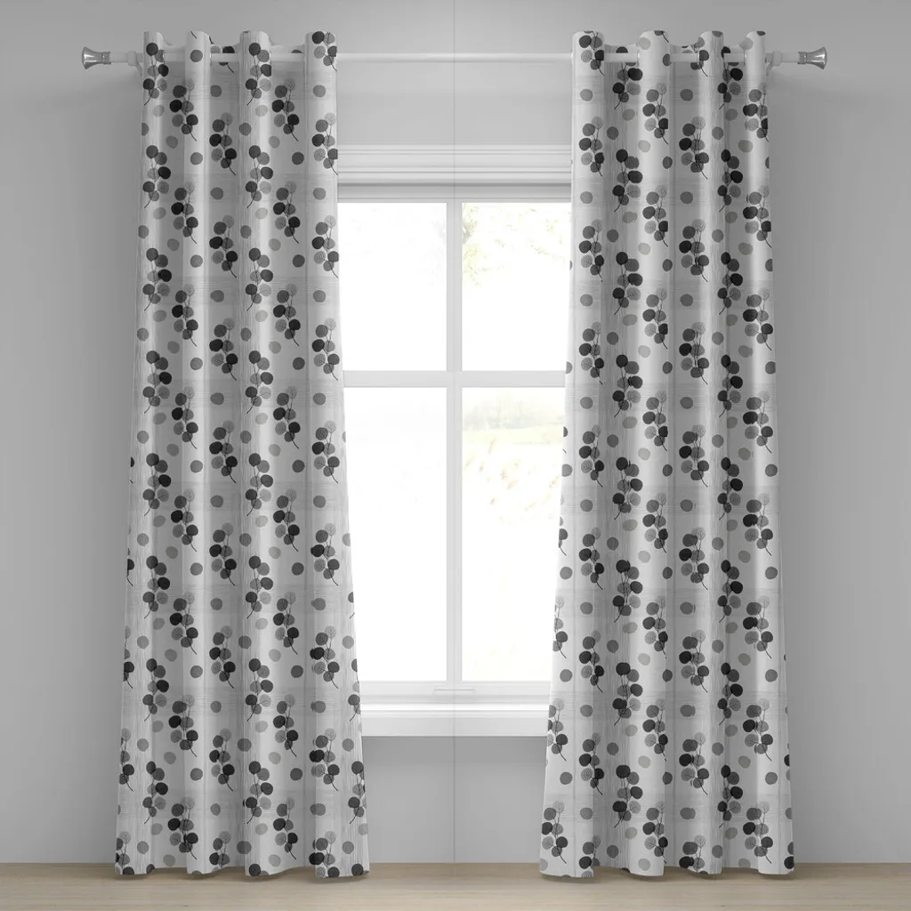 Tende Lavabili ABAKUHAUS 280x175 Grigio - Motivo Foglie Elegante