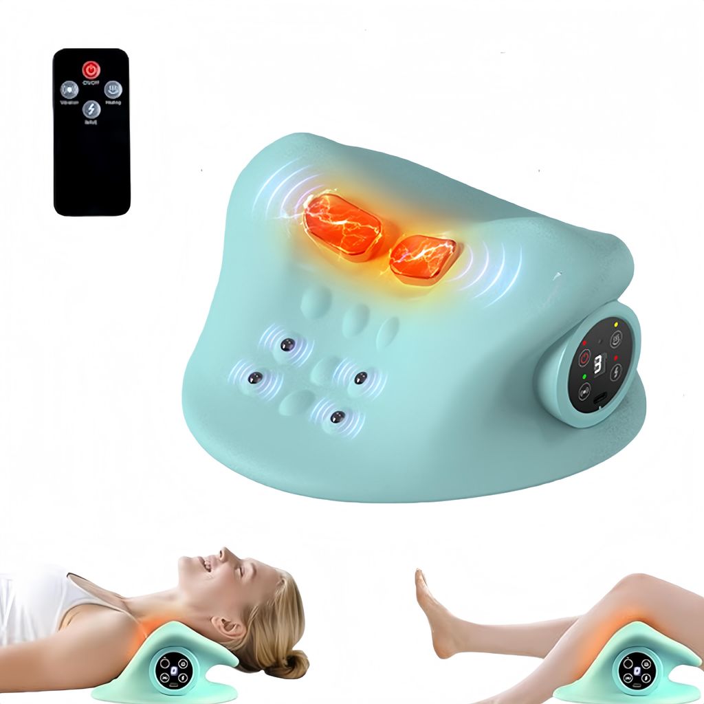 3-in-1 Upgarded Nackenmassagegerät, Schulterentspanner, Nackenstrecker mit Wärme zur Schmerzlinderung, ergonomisches 26°-Schultermassagegerät