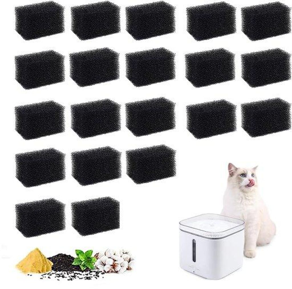 Schaumfilter für Katzen-Trinkfontäne, 20 Stück, für runde oder quadratische Fontänen