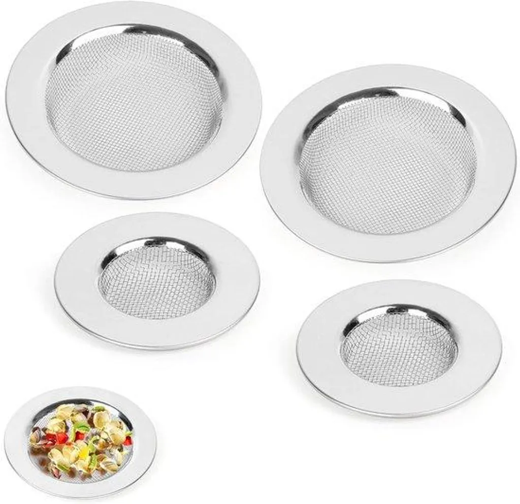 Filtre de vidange en inox maillage fin - Lot de 4 protecteurs de siphon