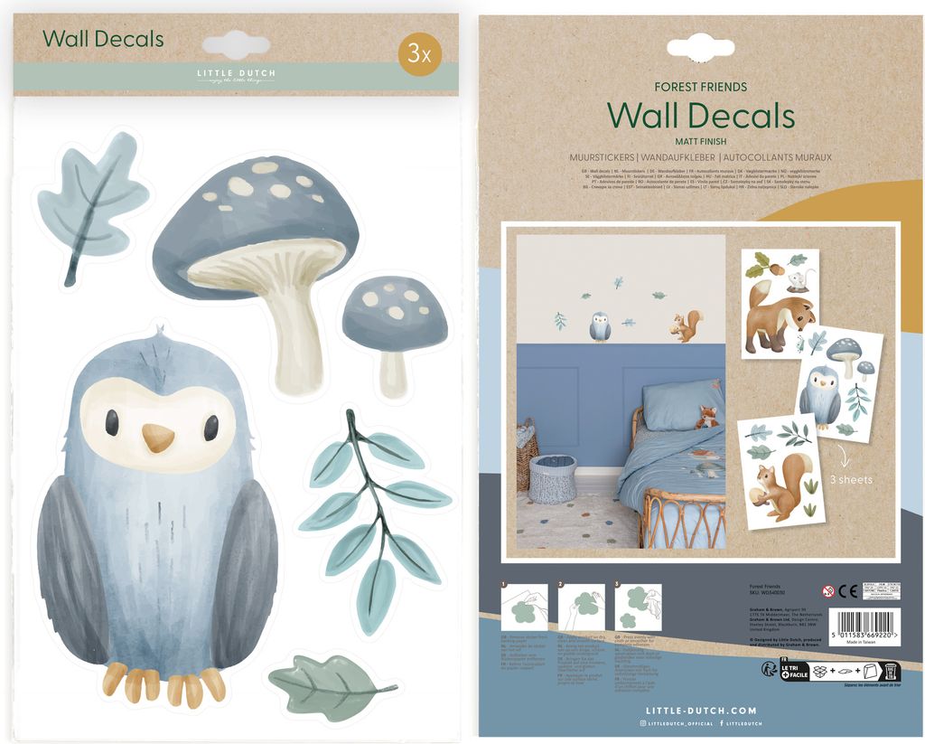 Little Dutch | Wandaufkleber Kinderzimmer Luxus Mattlackierung Forest Friends
