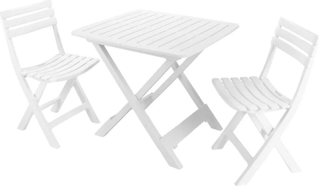 Offerta Set Campeggio Progarden Bianco | Tavolo + 2 Sedie Kit Completo