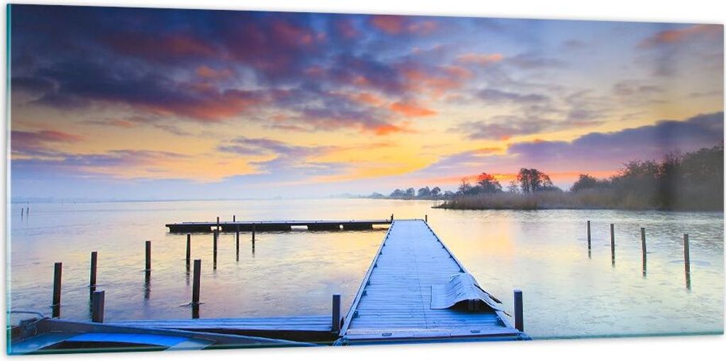 Bilder auf glas - Niederlande Natur Meer Sonnenuntergang - 120x50cm - Glasbilder - Wandbilder - Kunstdruck - Wanddekoration aus Glas - Glas Bilder ...