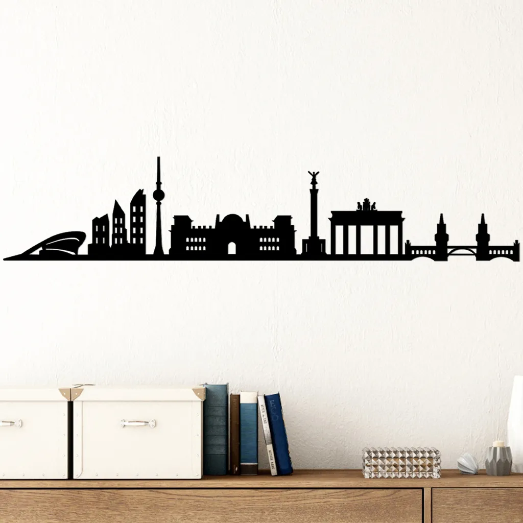 Skyline Berlin en Métal Noir Wallity - Décoration Grand Format 119cm