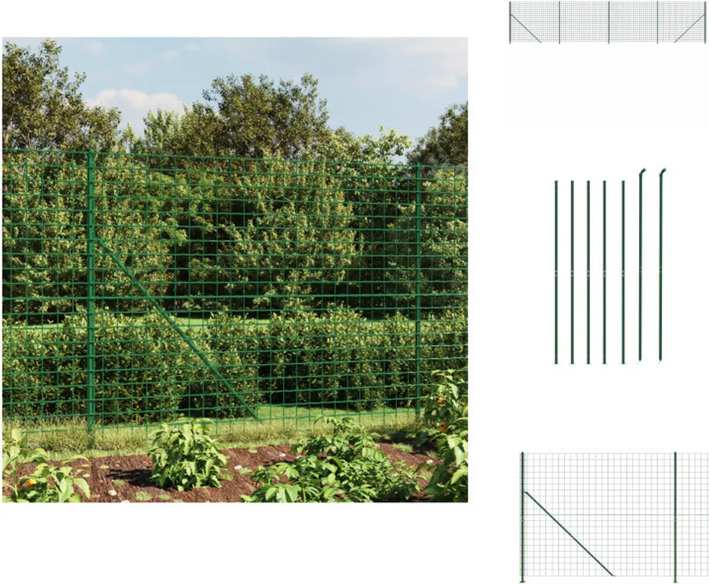 Recinzione Metallica VidaXL Con Flangia Verde 2x10 M – Per Giardino E Animali - 2