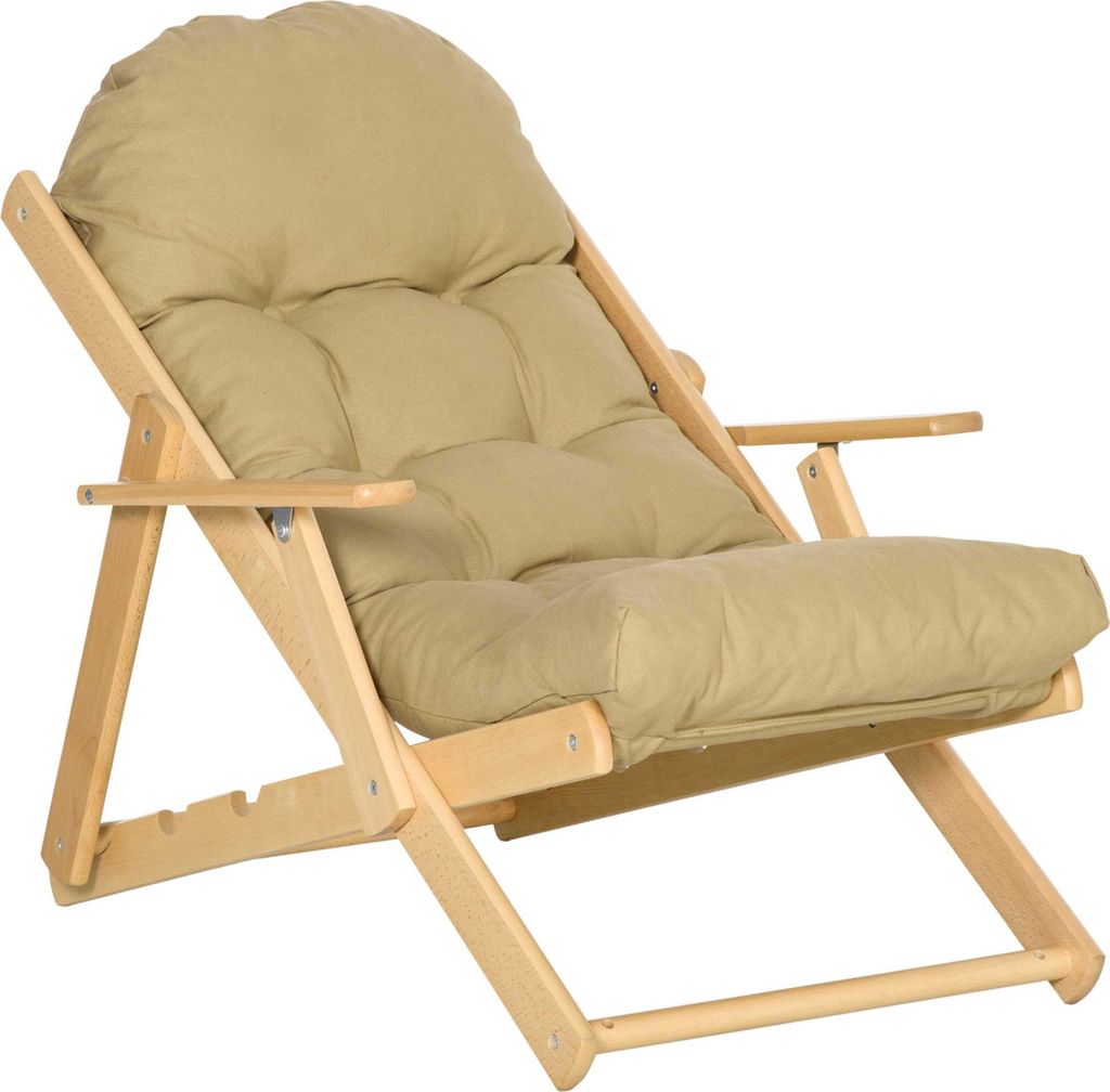 Akzentsessel, Relaxsessel, verstellbare Rückenlehne, Buchenholzrahmen, bis 120 kg, Braun