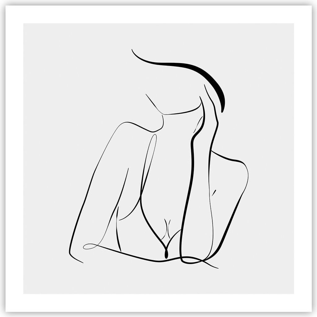 Poster - Poster ohne Rahmen - Frau Linien Minimalismus - 60x60 cm - Wand Bild - Wanddeko - Wandbilder - Kunstposter - Wandposter - Bilder - Kunstdr...