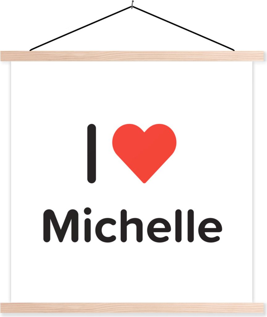 MuchoWow Textilposter Ich liebe - Michelle - Mädchen 40x40 cm mit holzfarbenen Rahmen - Posterleiste
