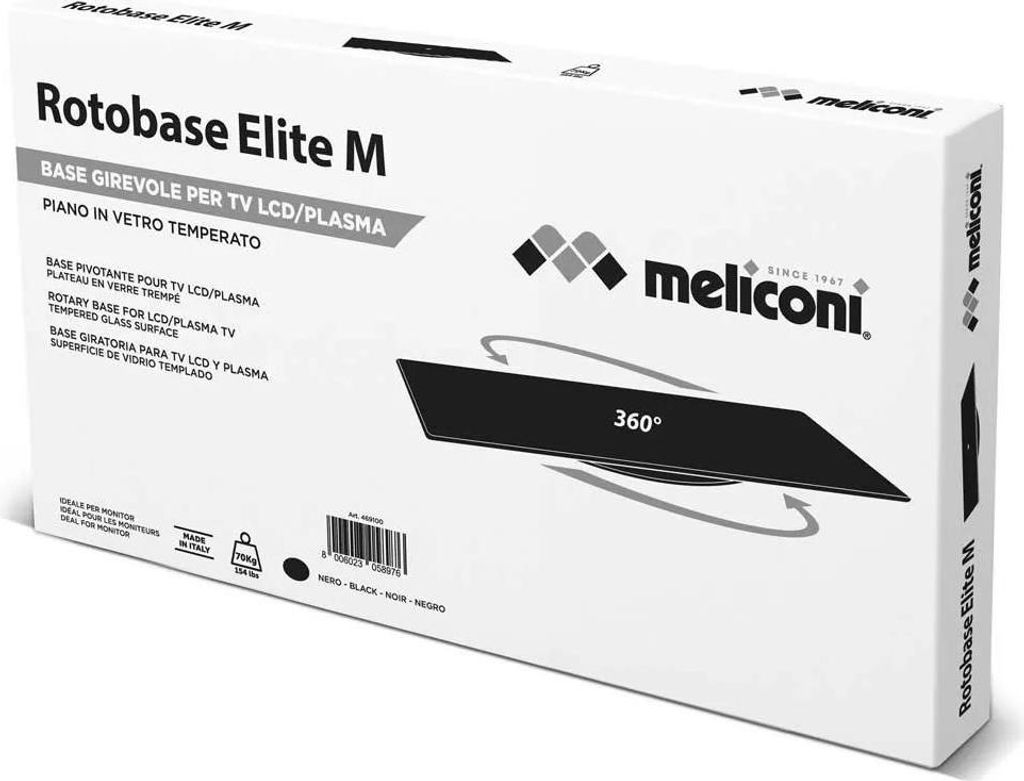 Meliconi Rotobase Elite M, TV-Ständer, Schwarz, Glas, Produktbild 