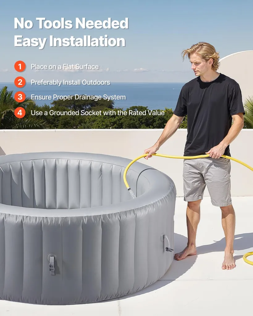 Spa Gonflable Gris 208cm : Solution Détente sans Installation Fixe