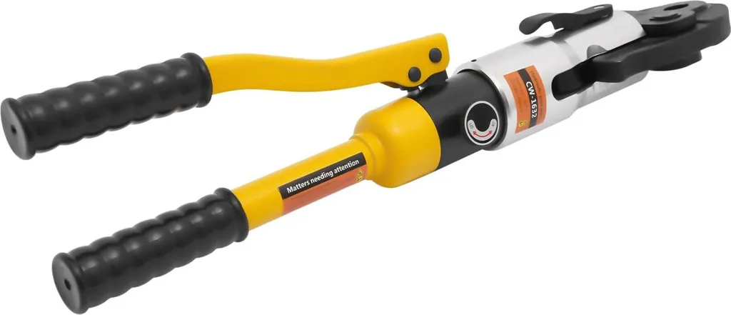 Pince à sertir hydraulique 10 tonnes jaune pour câbles et cosses cuivre
