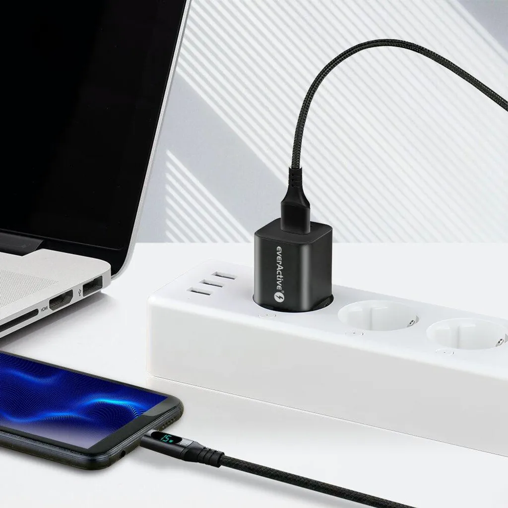 Cavo everActive CBB-2CBL 2m con Display LCD: Carica USB-C 3A Professionale - 4