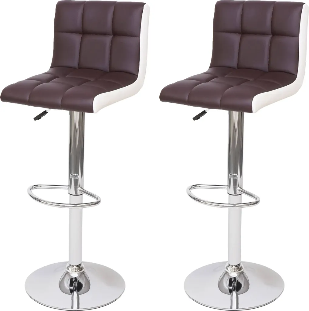 Set 2 Sgabelli Design HWC-G87: Eleganza Marrone Bianco per Casa e Bar