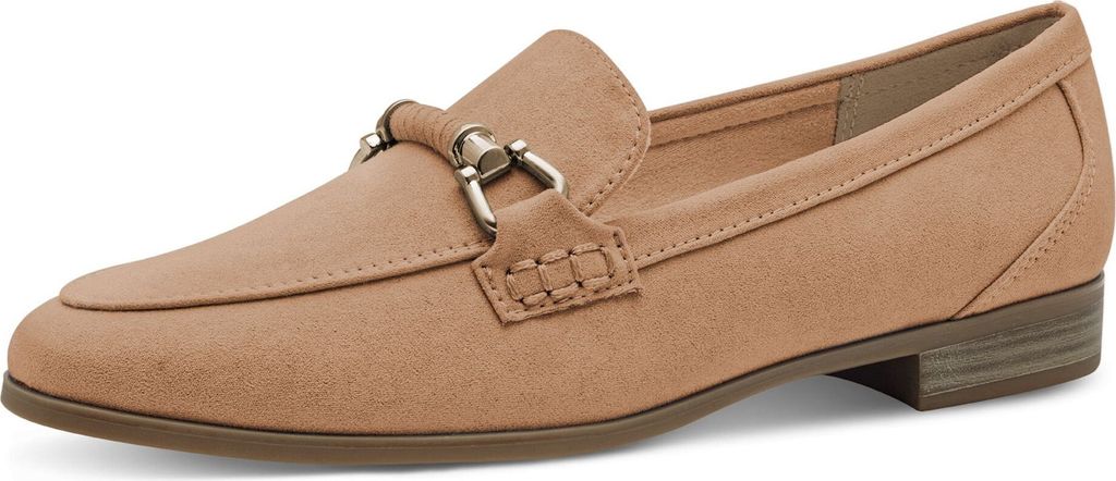 MARCO TOZZI Damen Slipper eleganter Penny Loafer mit Zierspange 2-24237-44, Größe:38 EU, Farbe:Beige