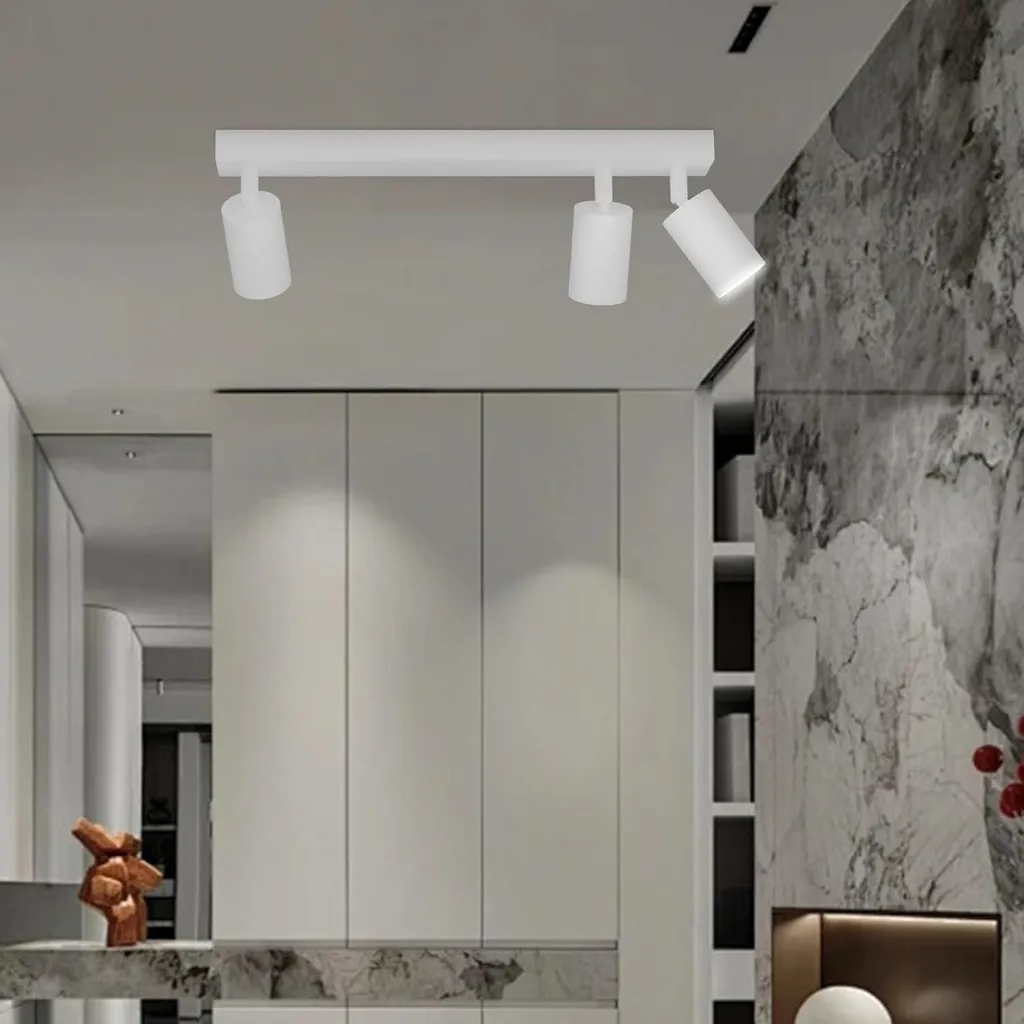 Éclairage cuisine et salon plafonnier 3 spots LED blanc GU10 39 cm