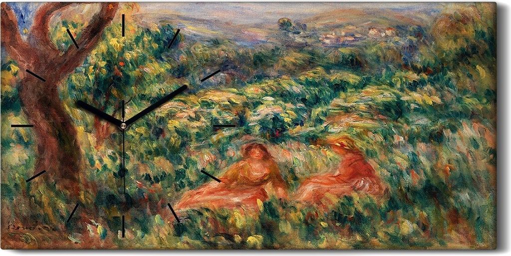 Küchenuhr Bürouhr Leinwand Uhr 60x30 Malerei Abstrakte Frauen Bäume Wiese Stadt - schwarze Hände