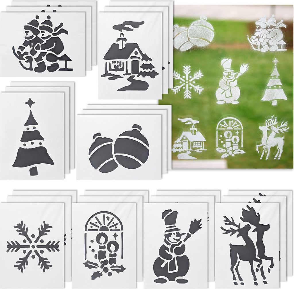 com-four® 24x Weihnachts-Schablonen für Schneespray – Produktbild 