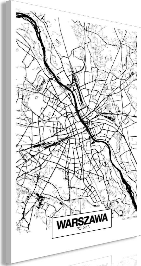Vlies Leinwandbild - City Plan: Warszawa (1 Part) Vertical 40x60 cm Städte d-A-0106-b-a
