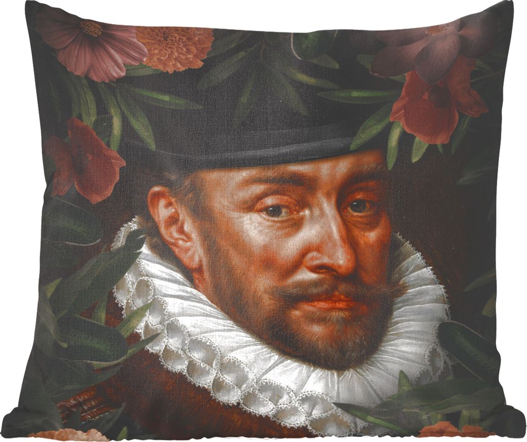 MuchoWow Zierkissen Sofakissen Wohnzimmer Dekokissen 45x45 cm Wilhelm von Oranien - Kunst - Blume - Schlafpolster - Polster für das Sofa