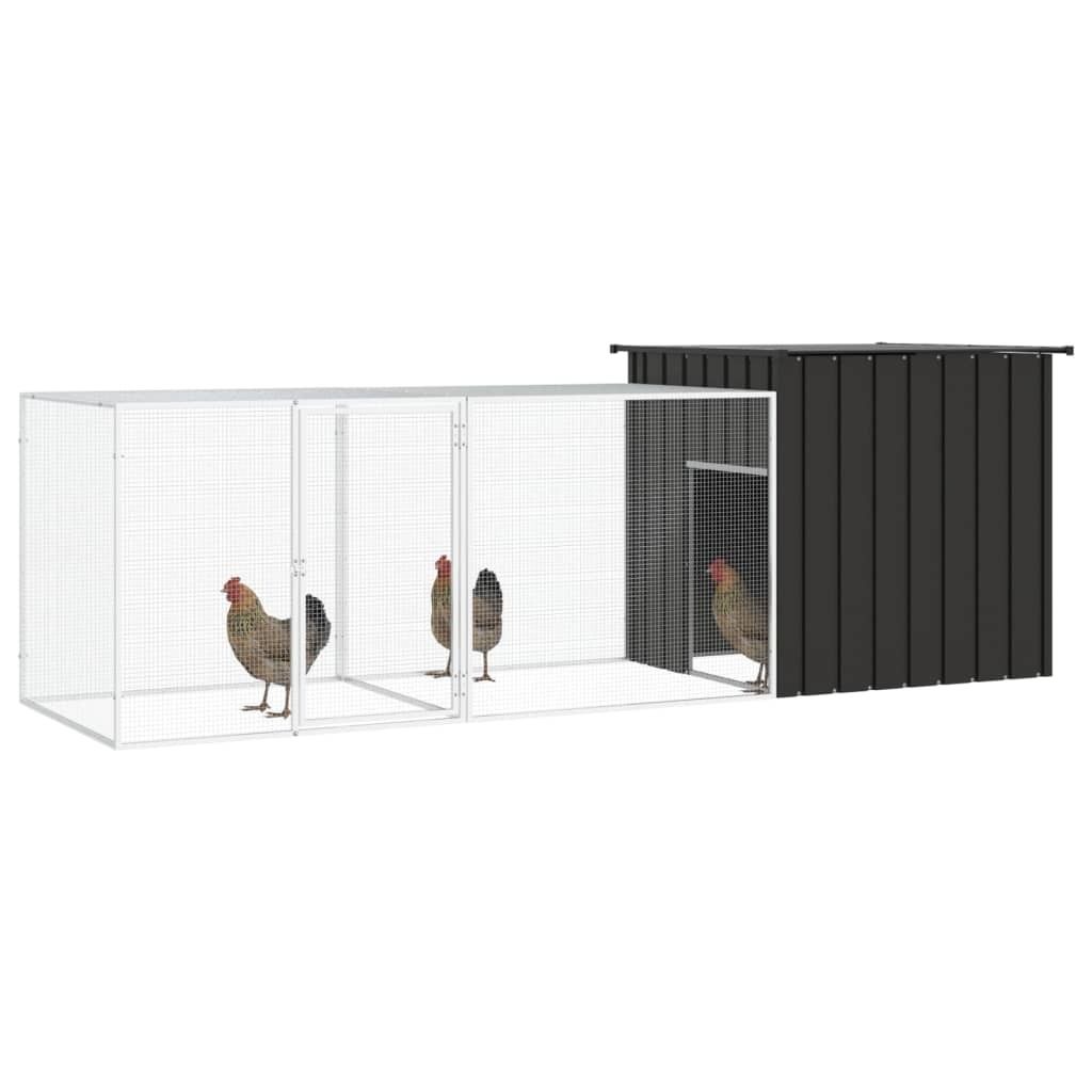Hühnerkäfig Anthrazit 300x91x100 cm Verzinkter Stahl , Kleintier-Ställe Design 2024