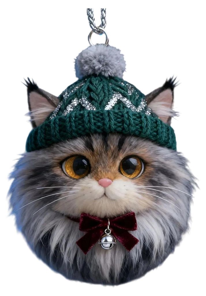 Winterliche Acryl-Katzen-Hängedekoration, Weihnachtsbaum-Strickmütze, Kätzchen, Hund, Kaninchen, Igel, Hängeornament, Tieranhänger