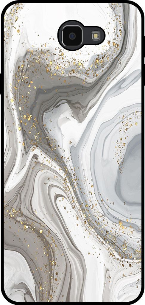 Smartphonica Handytasche passend für Samsung Galaxy J7 Prime mit Marmordruck - TPU Rückseitenschutzhülle Marmordesign - Silber