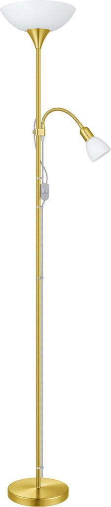 EGLO Stehlampe Up 2, 2 flammige Stehleuchte, Standleuchte aus Metall, Wohnzimmerlampe, Lampe mit Schalter, Deckenfluter mit Leselampe, E27 E14