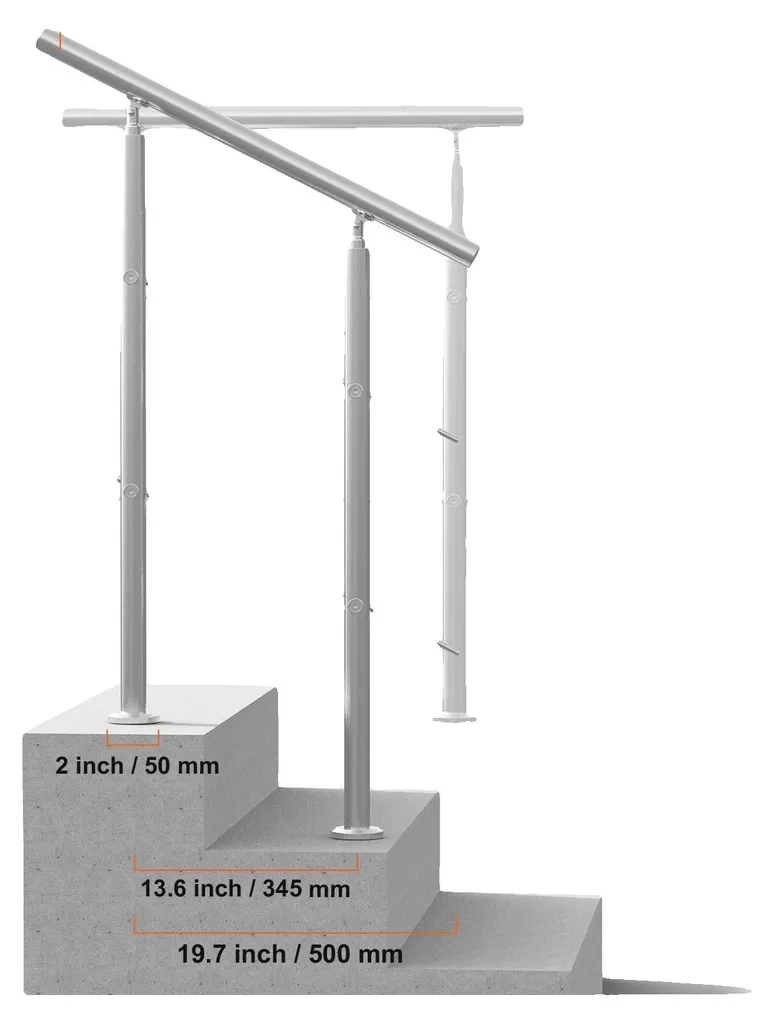 Rampe d'escalier extérieur en inox robuste pour jardin et terrasse