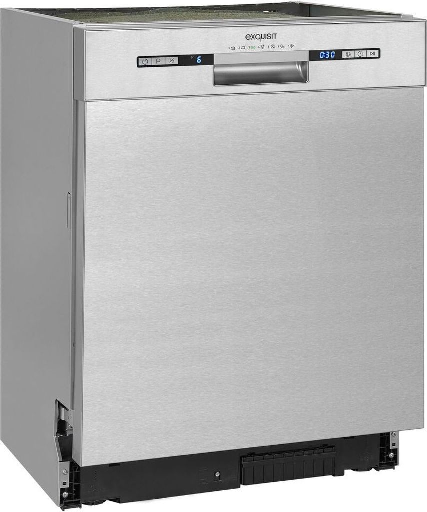 A stainless steel dishwasher.