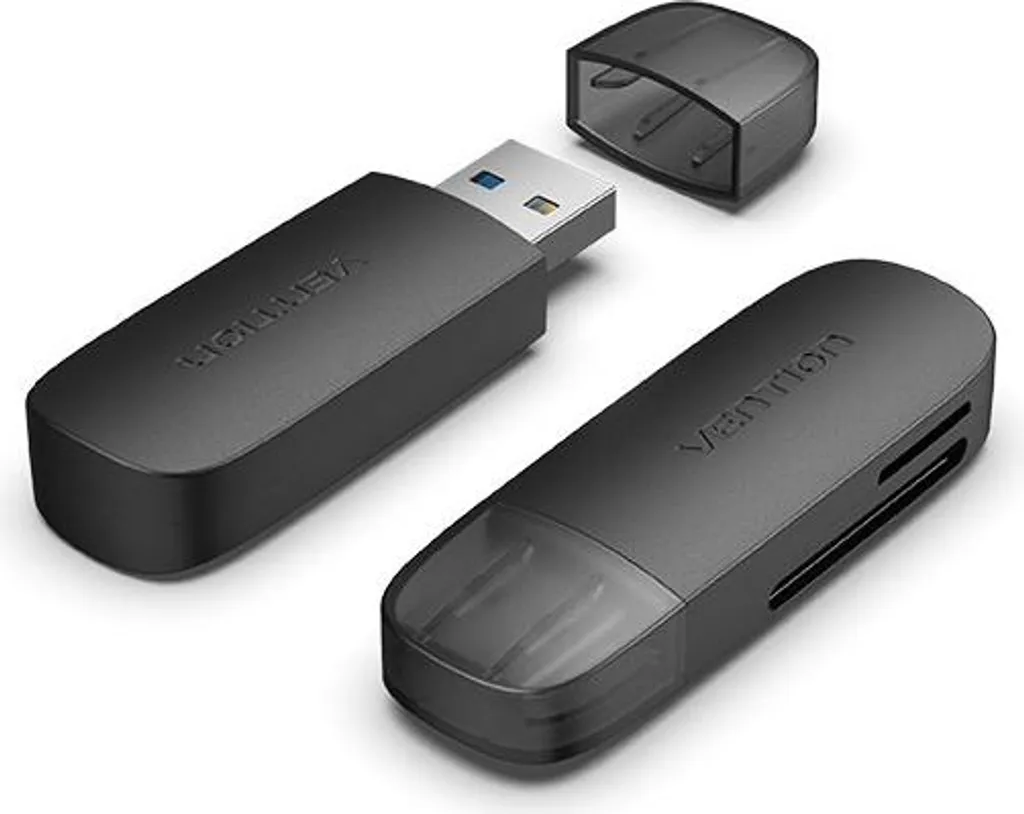 Vention 2-in-1 USB 3.0 A Card Reader(SD+TF) Black Dual Drive Letter
